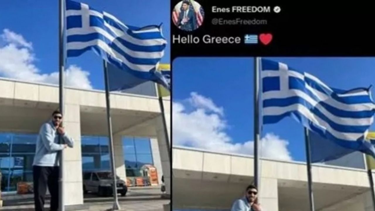 FETÖ elebaşı Gülen'in manevi oğlu Kanter, Yunan bayrağına sarıldı