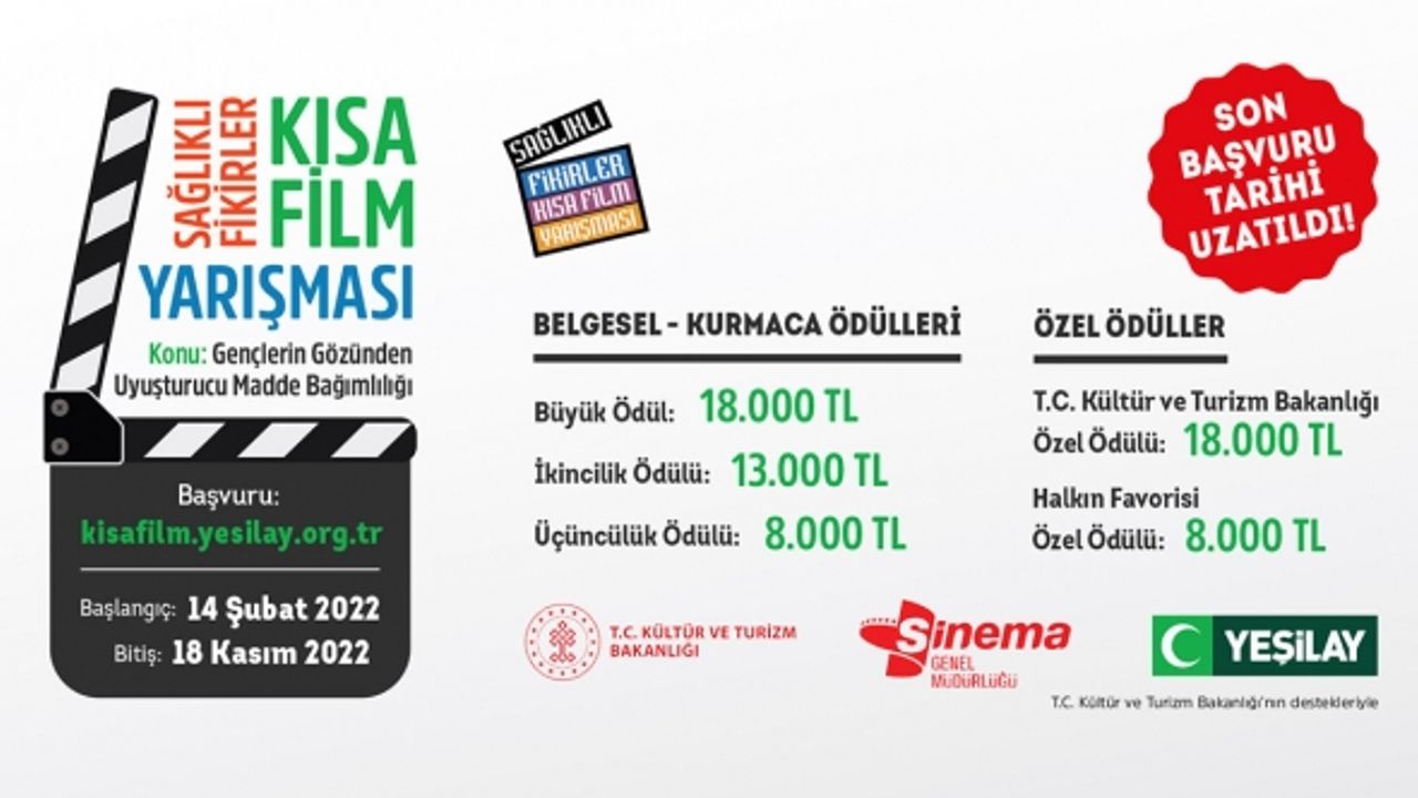 Yeşilay’ın Sağlıklı Fikirler Kısa Film Yarışması’nın son başvuru tarihi uzatıldı